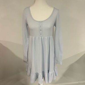 Knit light blue long sleeve baby doll dress
